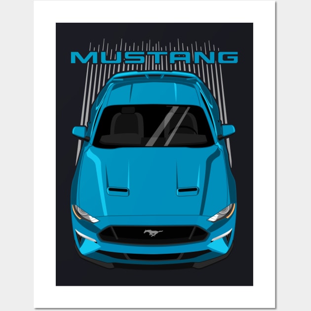 Mustang GT 2018 to 2019 - Velocity Blue Wall Art by V8social